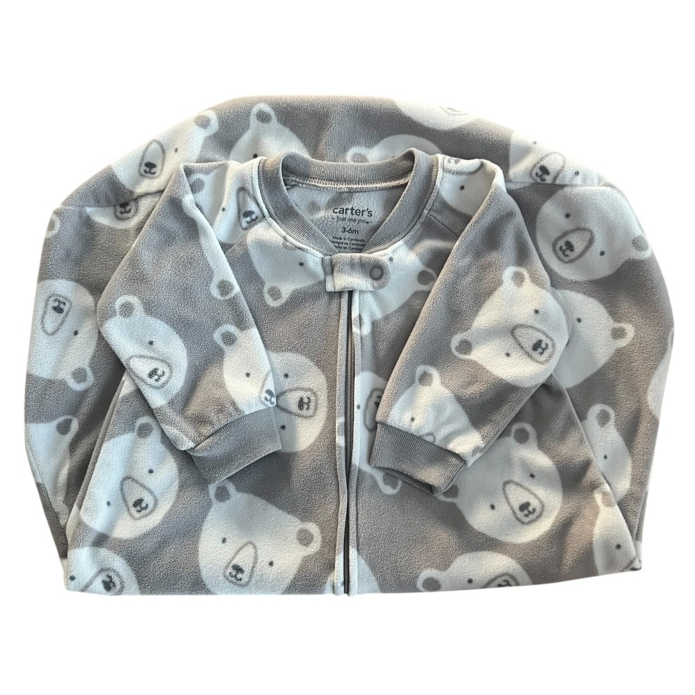 Carters Bear Fleece Sleep‎ Sack 3-6m Gray White